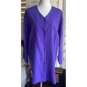 Vtg Age Group Intimates 100% Silk Women S Sleepwear Nightgown Long Sleeve Purple